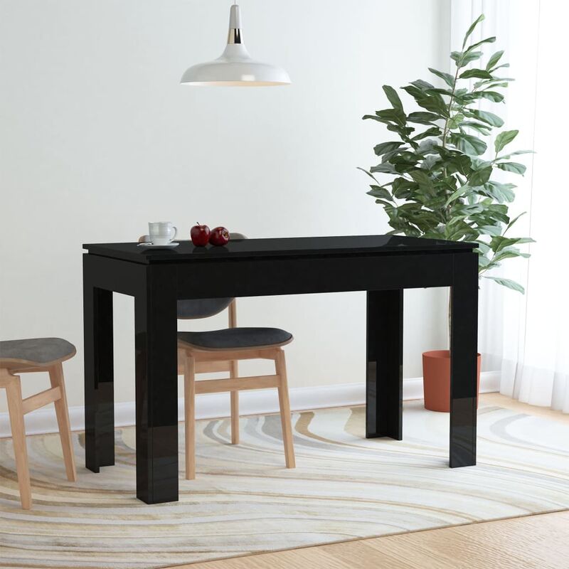 

Mesa de comedor de aglomerado negro brillante 120x60x76 cm