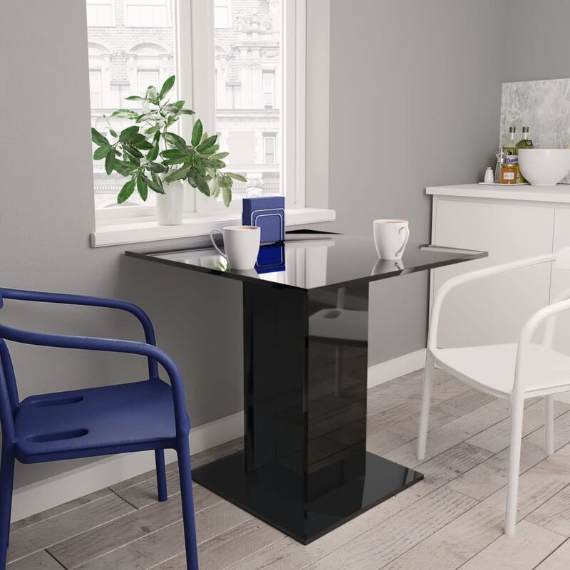 

Mesa de comedor de aglomerado negro brillante 80x80x75 cm
