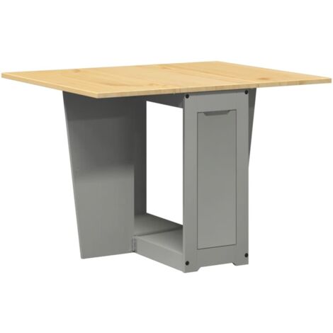 Mesa de comedor de cocina con tablero abatible en madera maciza de pino, gris DEC036908