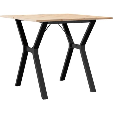 Mesa de comedor de cocina de diseño industrial 90x90x75 cm madera maciza de pino y acero DEC036842