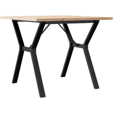Mesa de comedor de cocina de diseño industrial 90x90x75,5cm madera maciza de pino y aceroDEC036843