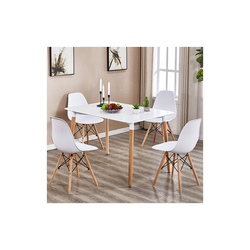 

Oobest - Mesa de comedor de diseño elegante 110x60x75cm con Set de 4 Silla| Estilo escandinavo Comedor comedor conjunto - Mesa Blancas - Sillas