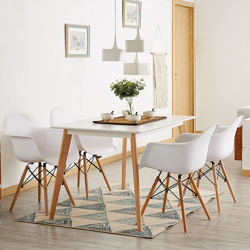 

Oobest - Mesa de comedor de diseño elegante 110x60x75cm con Set de 4 Silla| Estilo escandinavo Comedor comedor conjunto - Mesa Blancas - Sillas