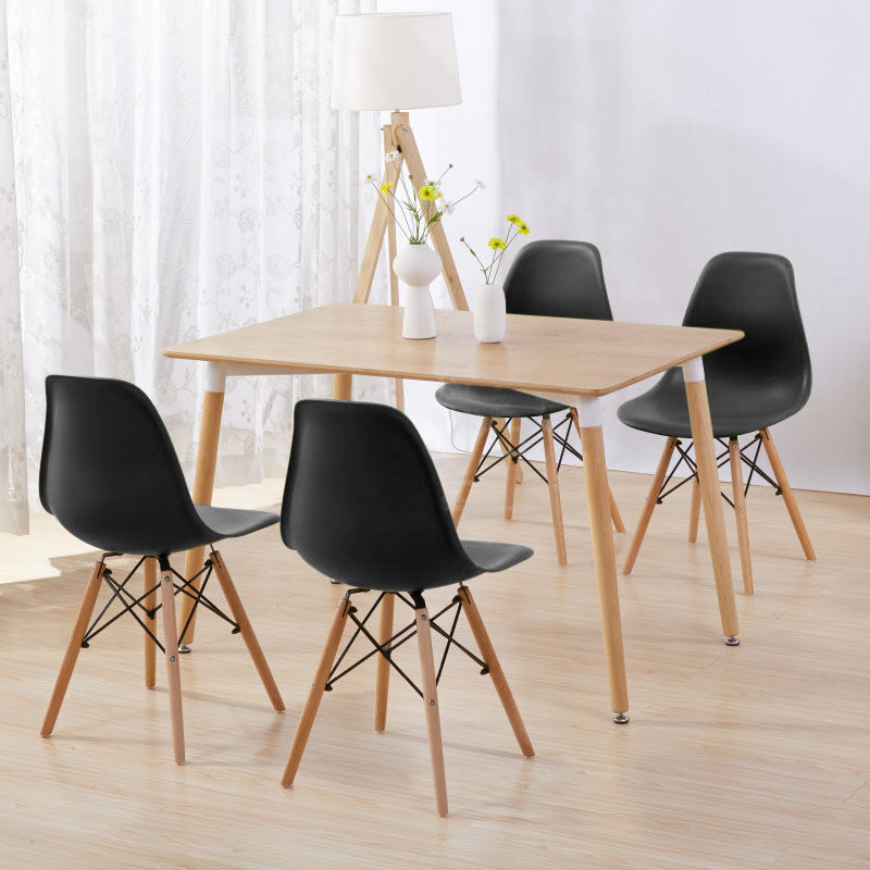 

Oobest - Mesa de comedor de diseño elegante 110x60x75cm con Set de 4 Silla| Estilo escandinavo Comedor comedor conjunto - Mesa Color de madera