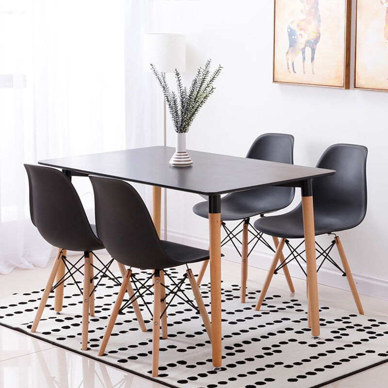 

Oobest - Mesa de comedor de diseño elegante 110x60x75cm con Set de 4 Silla| Estilo escandinavo Comedor comedor conjunto - Mesa Negra - Sillas Negra