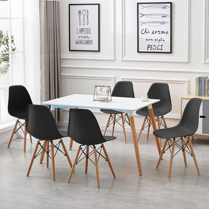 

Oobest - Mesa de comedor de diseño elegante 110x60x75cm con Set de 6 Silla| Estilo escandinavo Comedor comedor conjunto - Mesa Negra - Sillas Negra