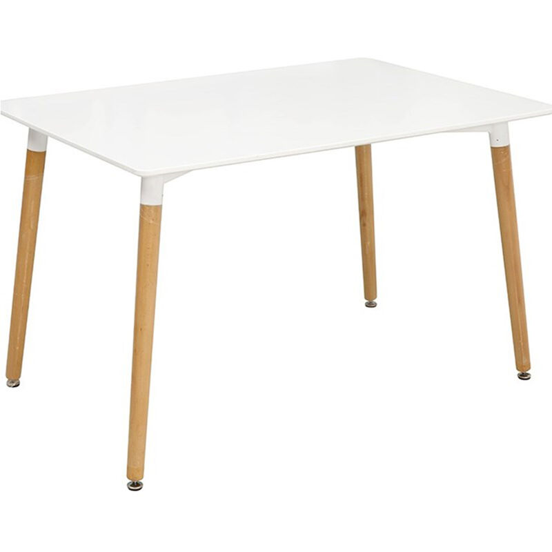 

Mesa de comedor de diseño escandinavo para 4-6 personas rectangular madera blanca 110 * 60 * 75cm