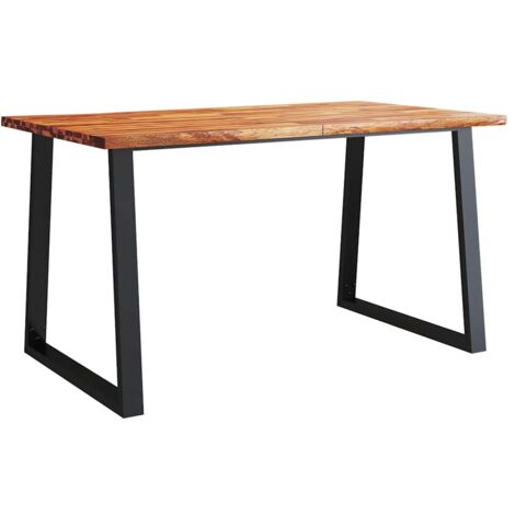 Mesa de comedor de diseño industrial 140 x 80 x 75 cm madera de acacia y acero DEC036714