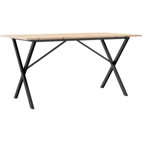 Mesa de comedor de diseño industrial 140 x 80 x 75 cm madera maciza de pino y acero DEC036802