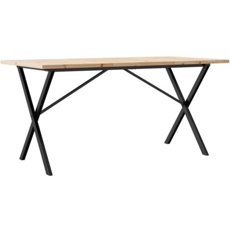 Mesa de comedor de diseño industrial 140 x 80 x 75,5 cm madera maciza de pino y acero DEC036803