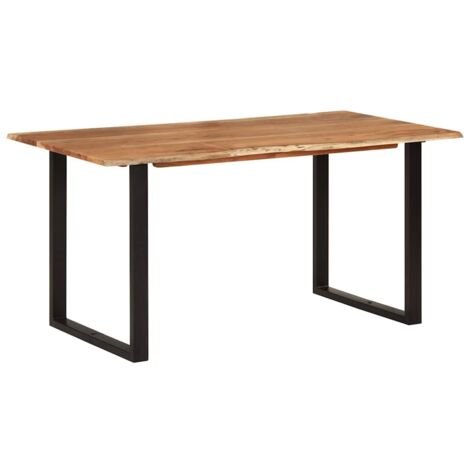 Mesa de comedor de diseño industrial 154 x 80 x 76 cm madera de acacia y acero DEC036609
