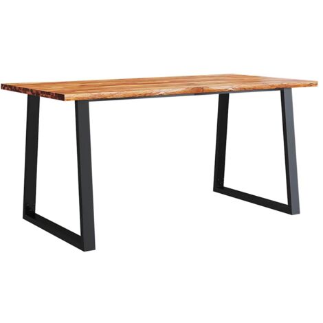 Mesa de comedor de diseño industrial 160 x 80 x 75 cm madera maciza de acacia y acero DEC036717