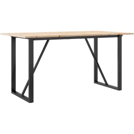 Mesa de comedor de diseño industrial 160 x 80 x 75 cm madera maciza de pino y acero DEC036784