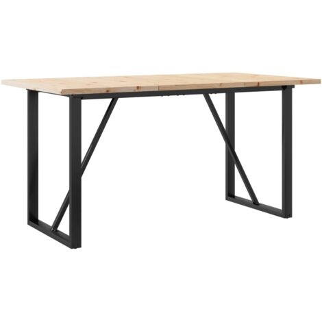 Mesa de comedor de diseño industrial 160 x 80 x 75,5 cm madera maciza de pino y acero DEC036785