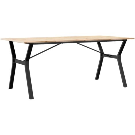 Mesa de comedor de diseño industrial 180 x 90 x 75 cm madera maciza de pino y acero DEC036828