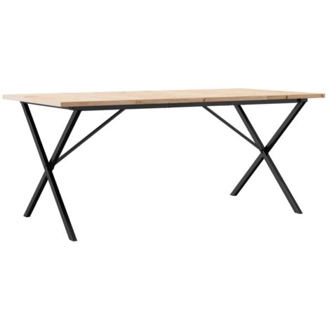 Mesa de comedor de diseño industrial 180 x 90 x 75,5 cm madera maciza de pino y acero DEC036807