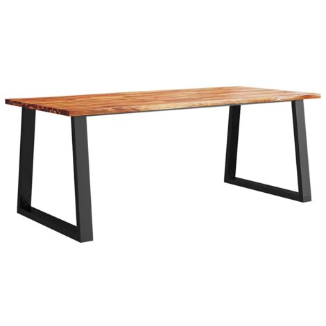 Mesa de comedor de diseño industrial 200 x 90 x 75 cm madera de acacia y acero DEC036744