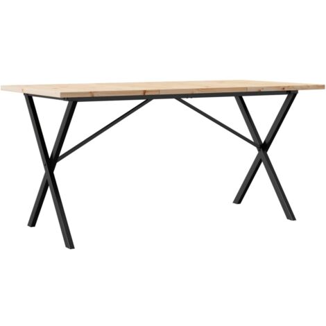 Mesa de comedor de diseño industrial con estructura en forma de X 160 x 80 x 75,5 cm madera maciza de pino y acero DEC036805