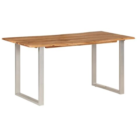 Mesa de comedor de diseño industrial moderno 154 x 80 x 76 cm madera de acacia y acero DEC036610