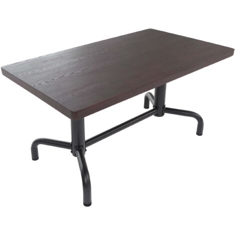 Mesa de comedor de estilo industrial 140 x 80 cm acabado en madera oscura con estructura negra 040008987