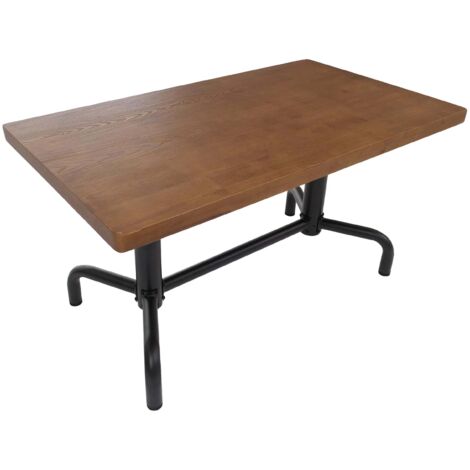 Mesa de comedor de estilo industrial de 140 x 80 cm en acabado madera natural con estructura de acero negro 040008979