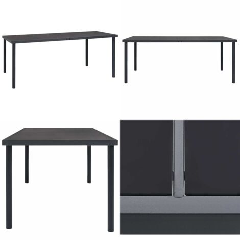 Mesa de comedor de jardín acero gris antracita 190x90x74 cm - Mesa de comedor exterior - Mesa de comedor de acero