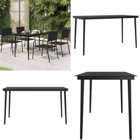 Mesa de comedor de jardín acero y vidrio negra 140x70x74 cm - Mesa de comedor - Mesa de exterior