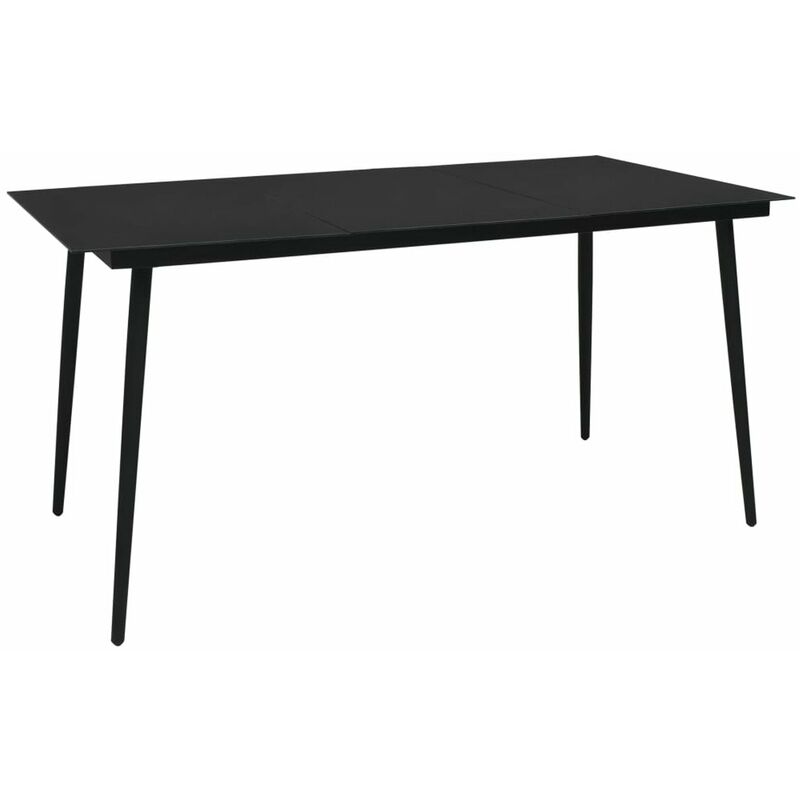 

Mesa de comedor de jardin acero y vidrio negra 190x90x74 cm