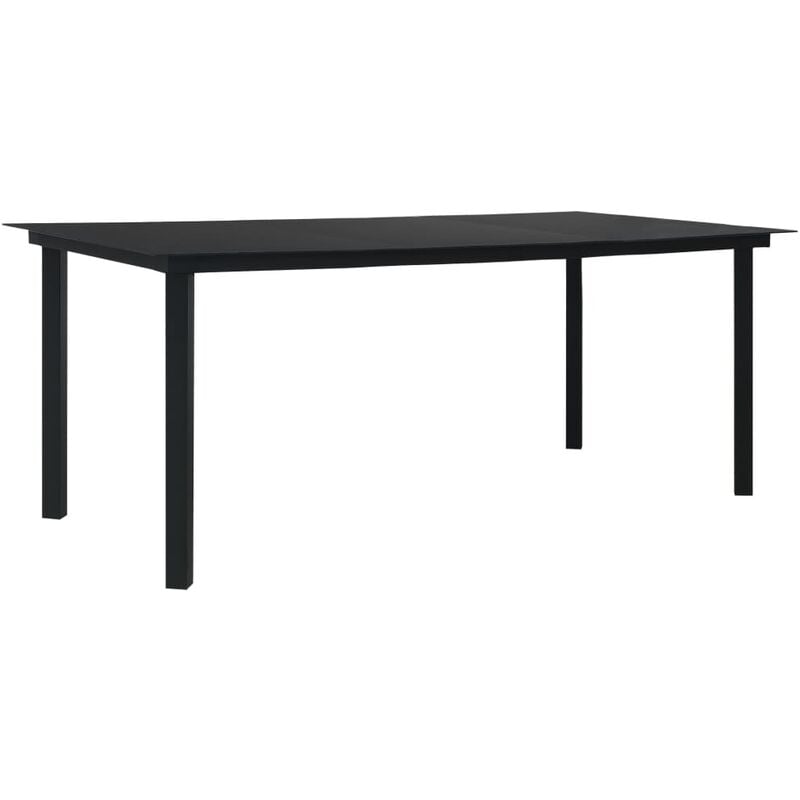 

Mesa de comedor de jardín acero y vidrio negra 190x90x74 cm