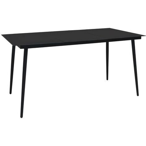 Mesa de comedor de jardín acero y vidrio negra 190x90x74 cm vidaXL
