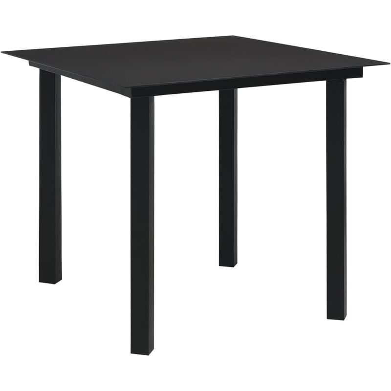 

Mesa de comedor de jardín acero y vidrio negra 80x80x74 cm