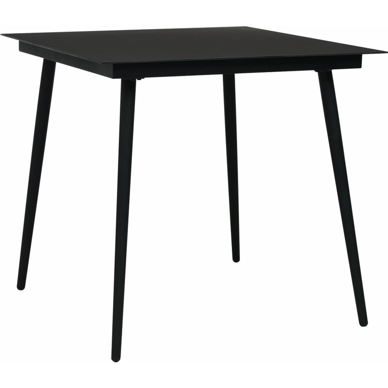 

Mesa de comedor de jardín acero y vidrio negra 80x80x74 cm