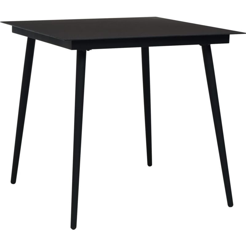 

vidaXL Mesa de comedor de jardín acero y vidrio negra 80x80x74 cm - Negro