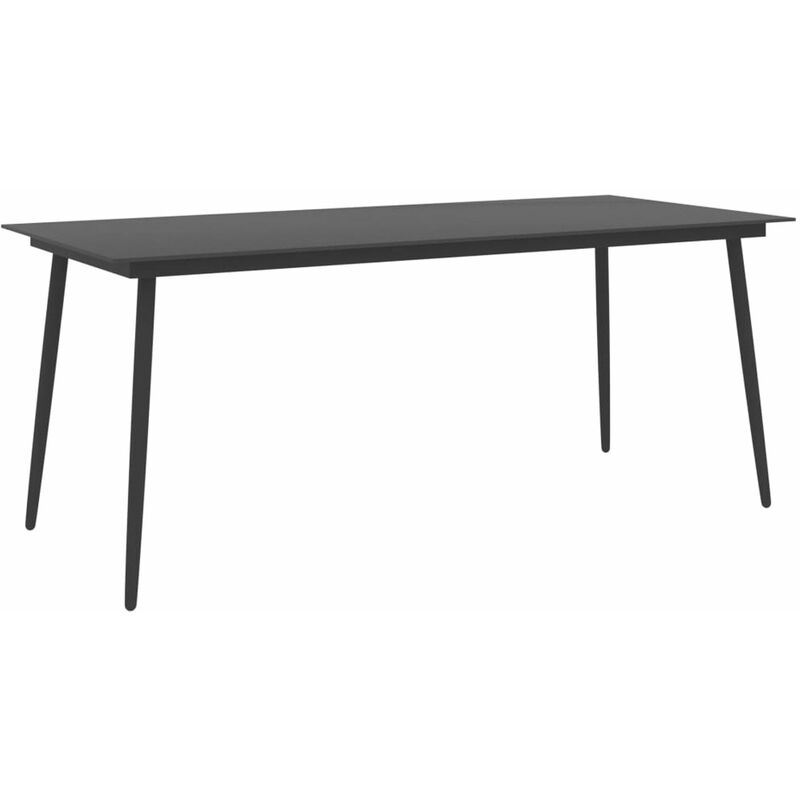 

Mesa de comedor de jardin acero y vidrio negro 190x90x74 cm