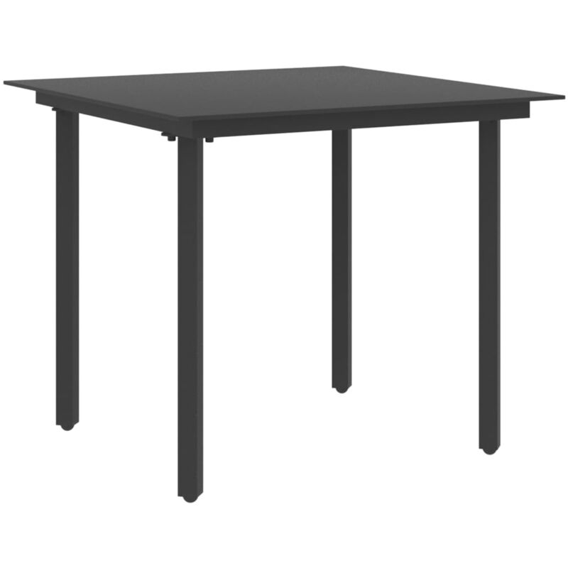 

Mesa de comedor de jardin acero y vidrio negro 80x80x74 cm