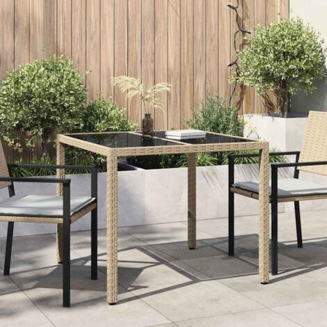 Mesa de comedor de jardín Beige 90 x 90 x 75 cm Poliratán