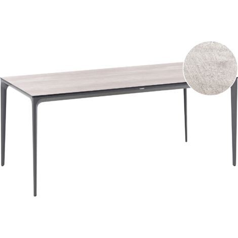 Mesa de comedor de jardín con tablero de HPL y estructura de aluminio resistente a los rayos UV agua óxido gris oscuro/gris claro Sovareto