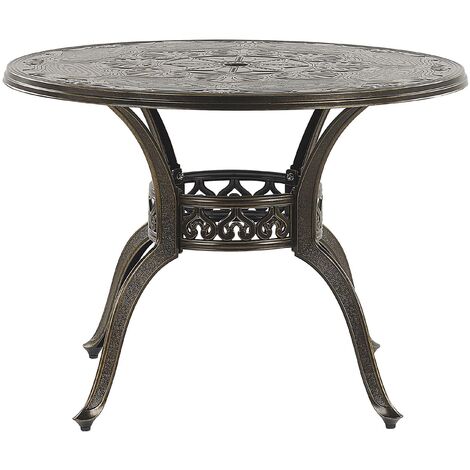 Mesa de comedor de jardín de aluminio marrón redonda ø 100 cm estilo vintage Sapri