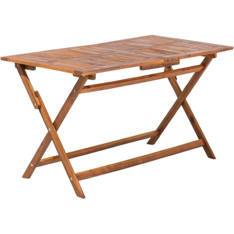 Mesa de comedor de jardín de madera oscura de acacia 140 x 75 cm para 6 personas rectangular Cento