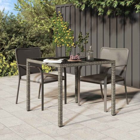 Mesa de comedor de jardín Gris 90 x 90 x 75 cm Poliratán vidaXL