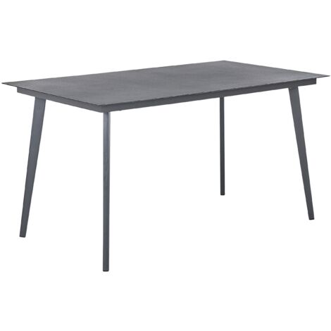 Mesa de comedor de jardín gris acabado mate 140 x 80 cm aluminio 4 personas rectangular minimalista industrial Mileto