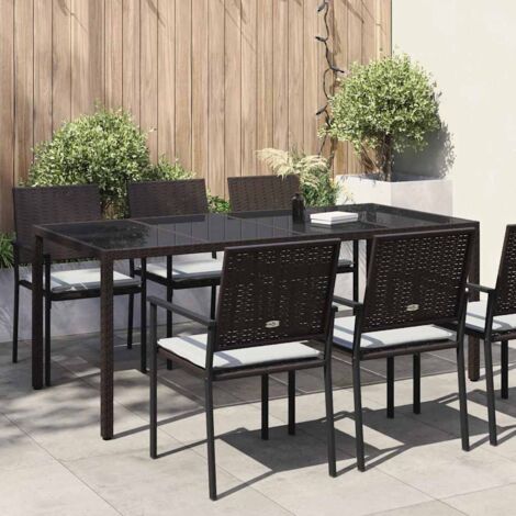 Mesa de comedor de jardín Marrón 190 x 90 x 75 cm Poliratán