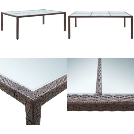 Mesa de comedor de jardín marrón 200x150x74 cm ratán sintético - Mesa de comedor - Ratán sintético