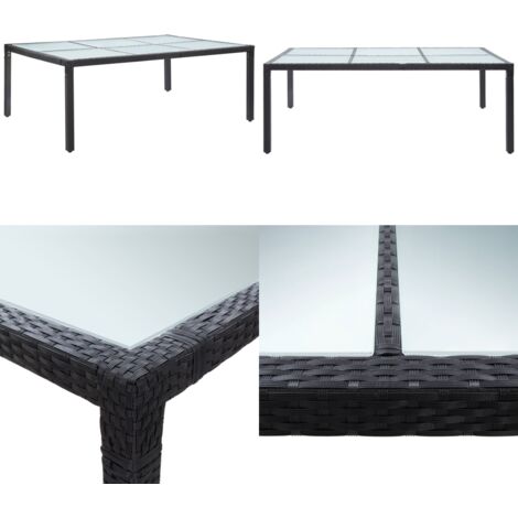 Mesa de comedor de jardín negro 200x150x74 cm ratán sintético - Mesa de comedor - Ratán sintético