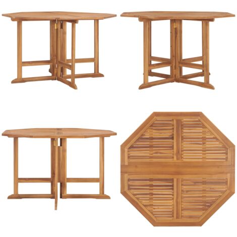 Mesa de comedor de jardín plegable teca maciza 110x110x75 cm - Mesa de comedor - Madera de teca