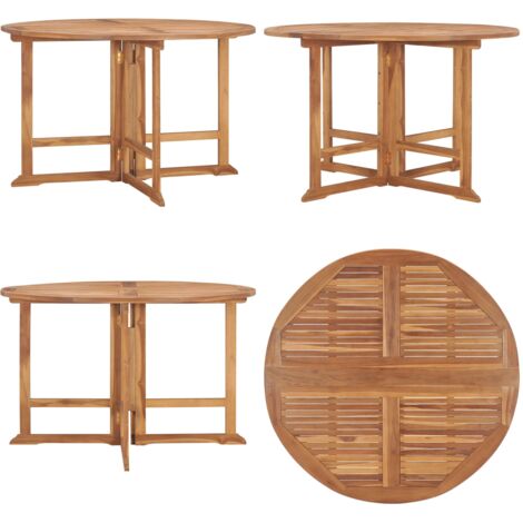 Mesa de comedor de jardín plegable teca maciza Ø110x75 cm - Mesa de comedor - Madera de teca