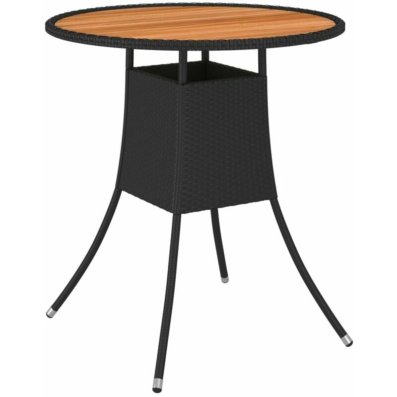 

Happyshopping - Mesa de comedor de jardin ratan sintetico acacia negro Ø 70 cm
