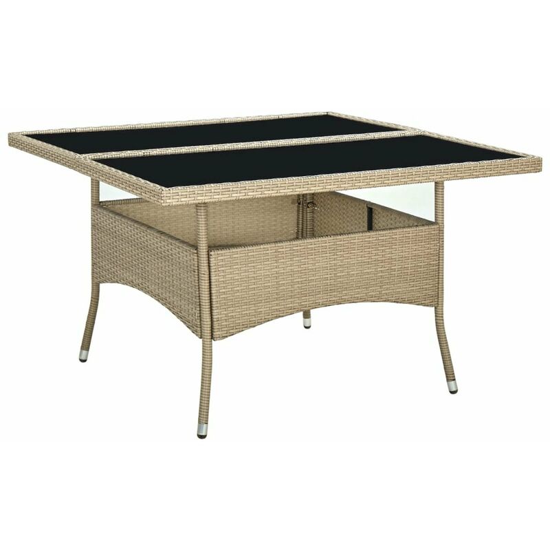 

Mesa de comedor de jardin ratan sintetico y vidrio beige