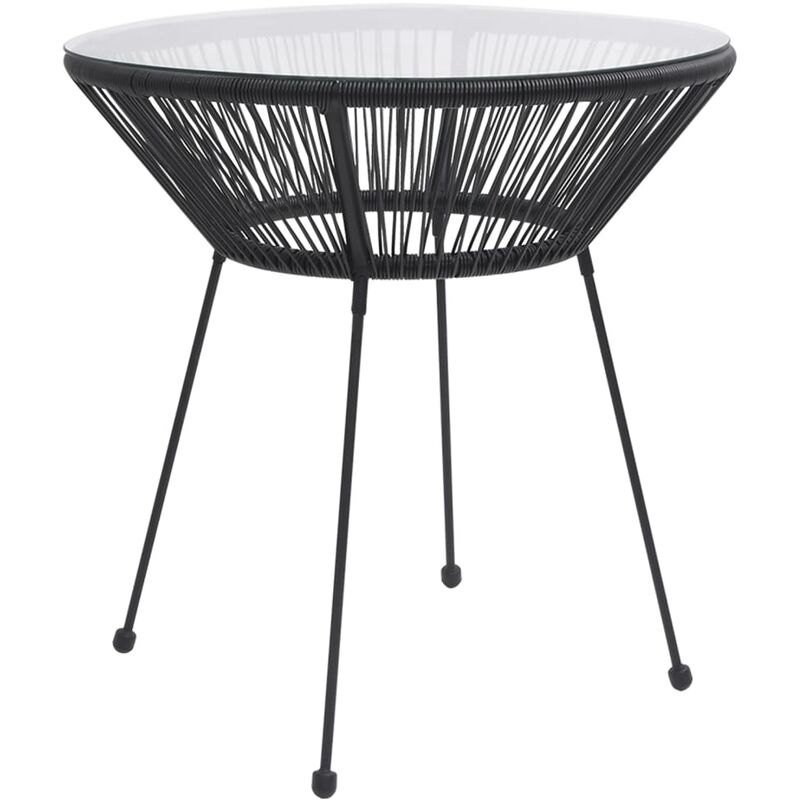 

Mesa de comedor de jardín ratán y vidrio negro Ø70x74 cm