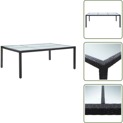 Mesa de comedor de jardín - vidaXL Mesa de comedor de jardín negro 200x150x74 cm ratán sintético - Mesa de jardín negra